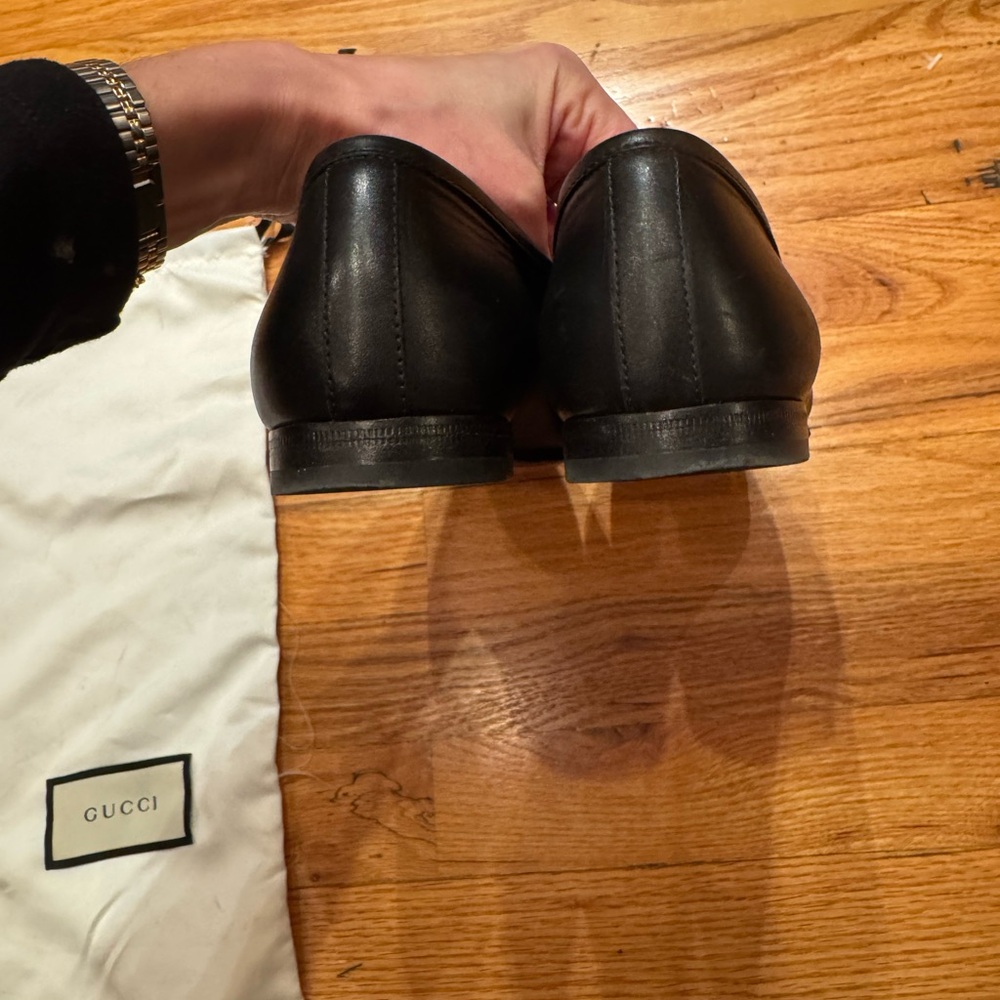 Gucci Jordaan Women Black Leather Horsebit Loafers Size 37.5 - Picture 7 of 12